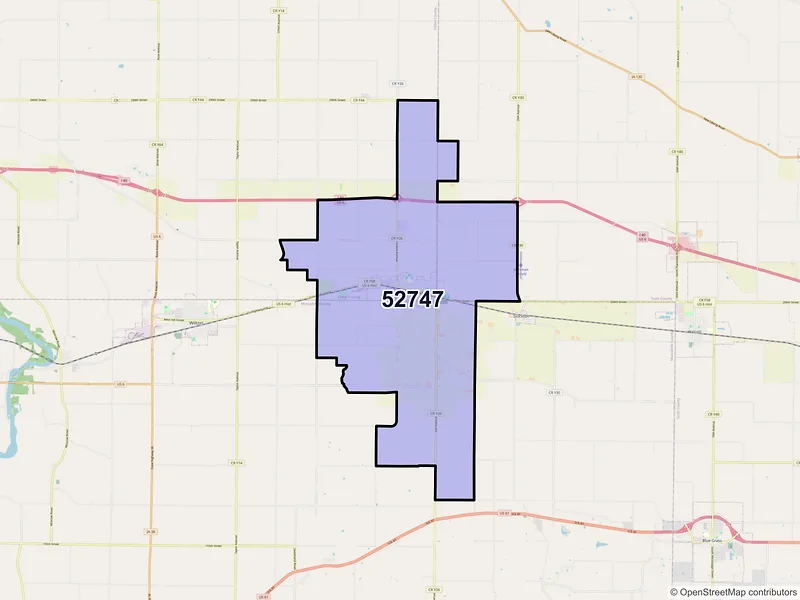 Map of ZIP Code 52747 — Durant, IA