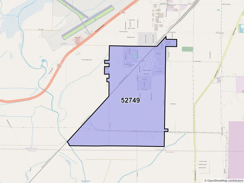 Map of ZIP Code 52749 — Fruitland, IA