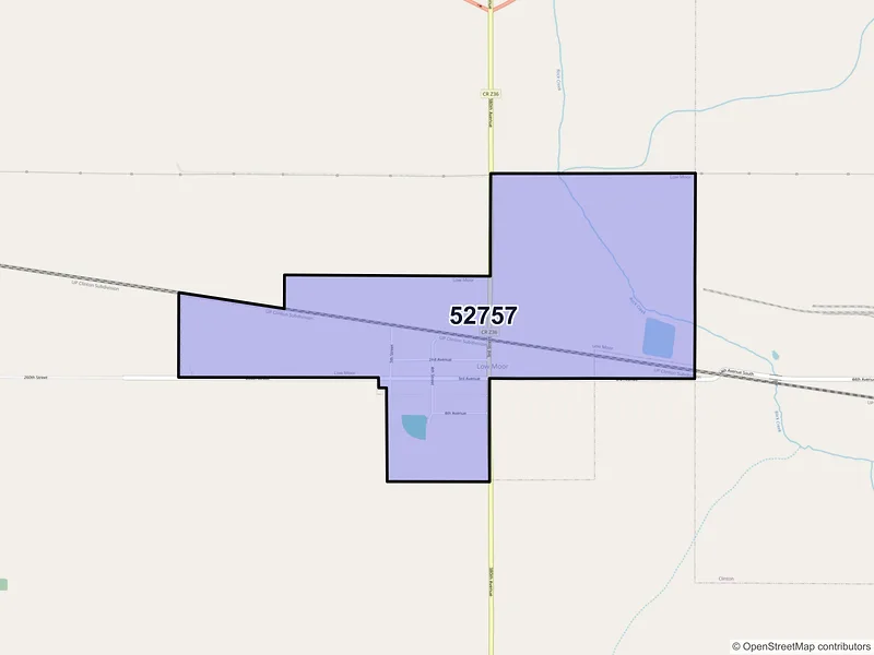 Map of Low Moor, Iowa and ZIP codes