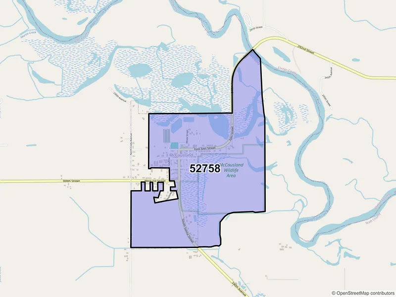 Map of Mc Causland, Iowa and ZIP codes