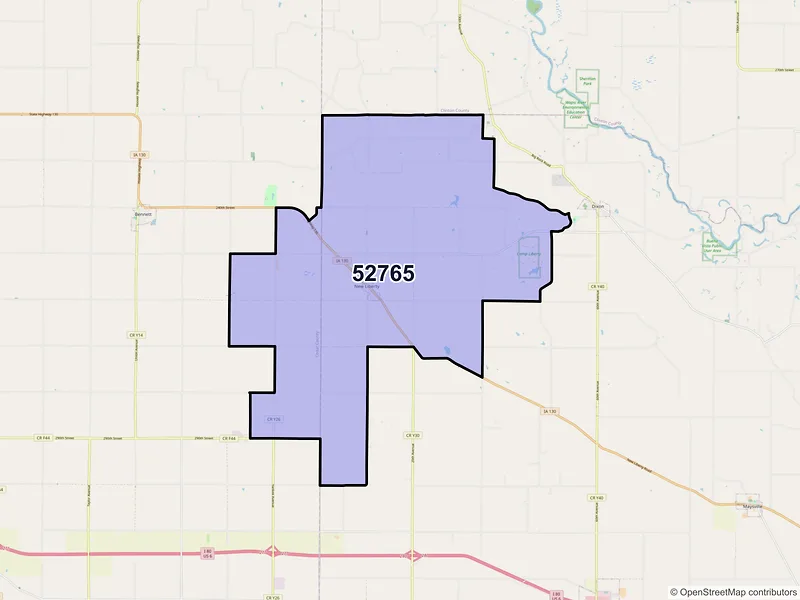 Map of ZIP Code 52765 — New Liberty, IA