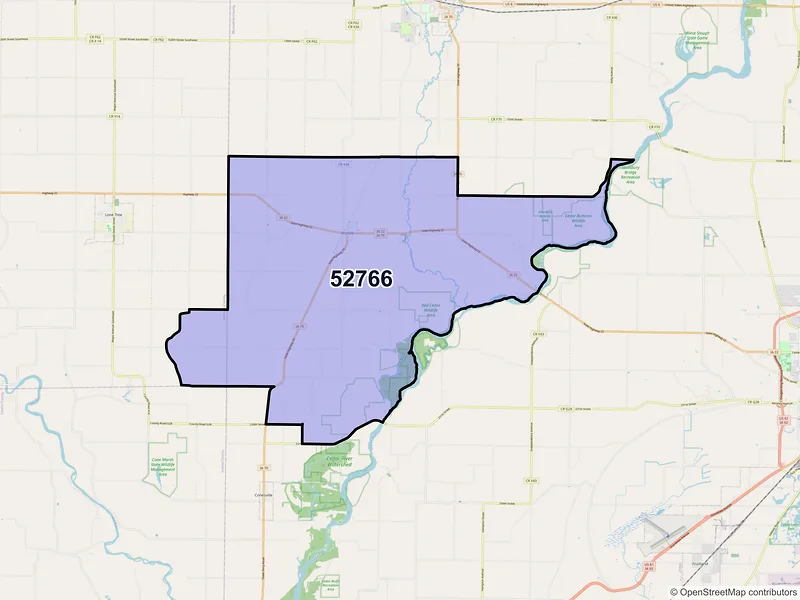 Map of Nichols, Iowa and ZIP codes