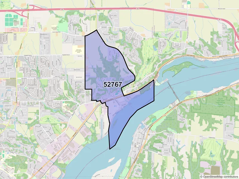 Map of Pleasant Valley, Iowa and ZIP codes