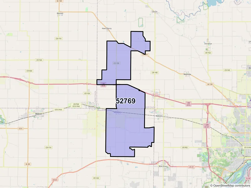Map of ZIP Code 52769 — Stockton, IA