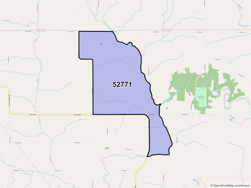 Map of Teeds Grove, Iowa and ZIP codes