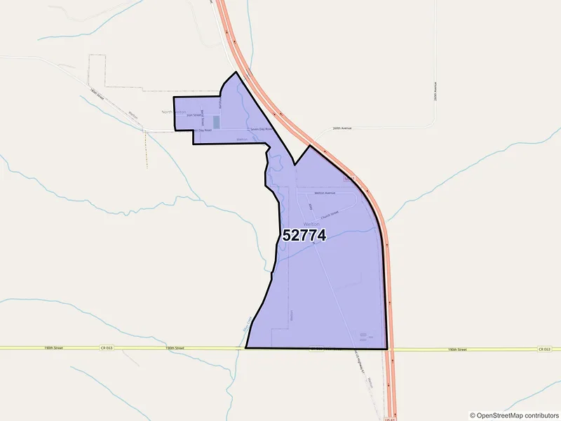 Map of ZIP Code 52774 — Welton, IA