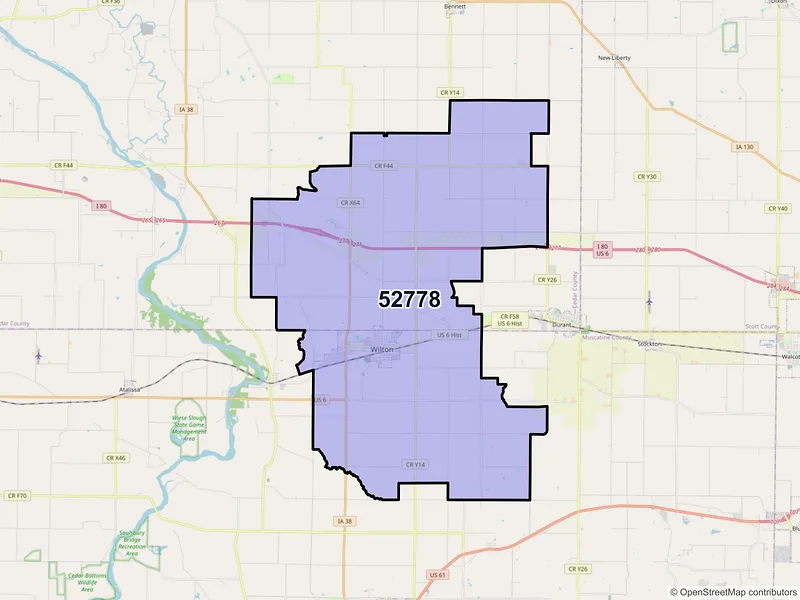 Map of ZIP Code 52778 — Wilton, IA