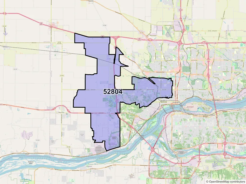 Map of ZIP Code 52804 — Davenport, IA