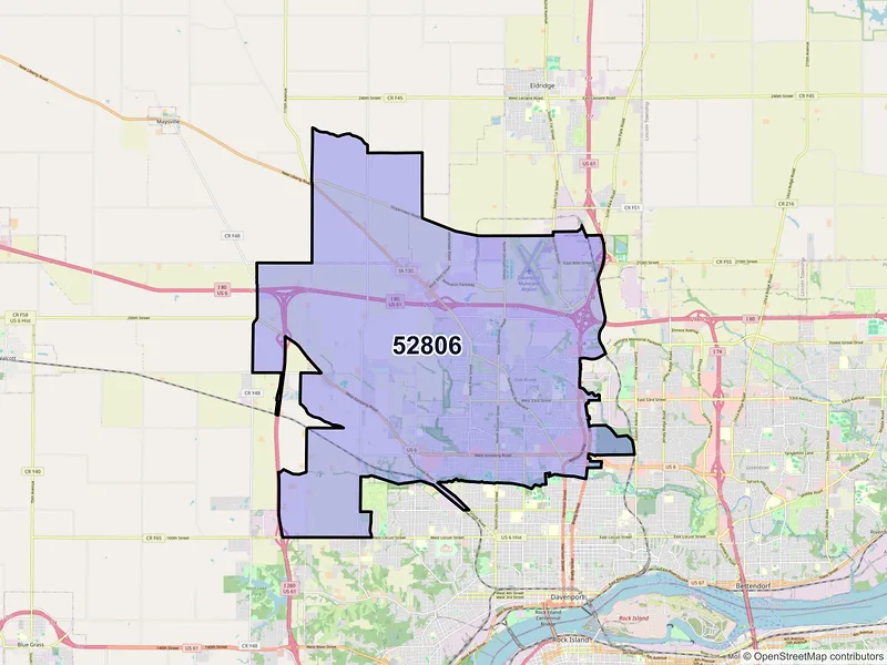 Map of ZIP Code 52806 — Davenport, IA