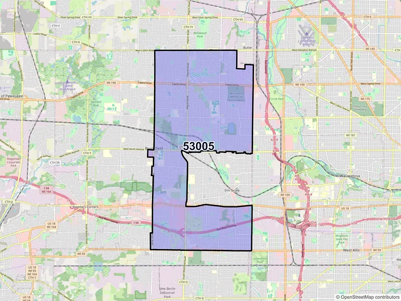 Map of ZIP Code 53005 — Brookfield, WI