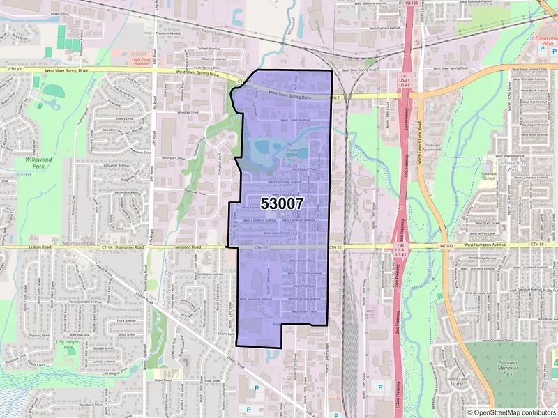 Map of ZIP Code 53007 — Butler, WI