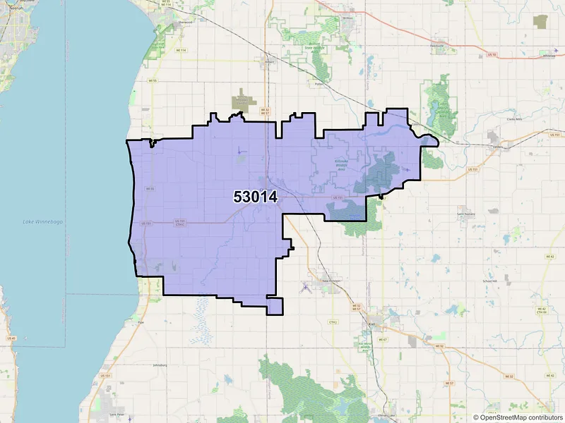Map of ZIP Code 53014 — Chilton, WI