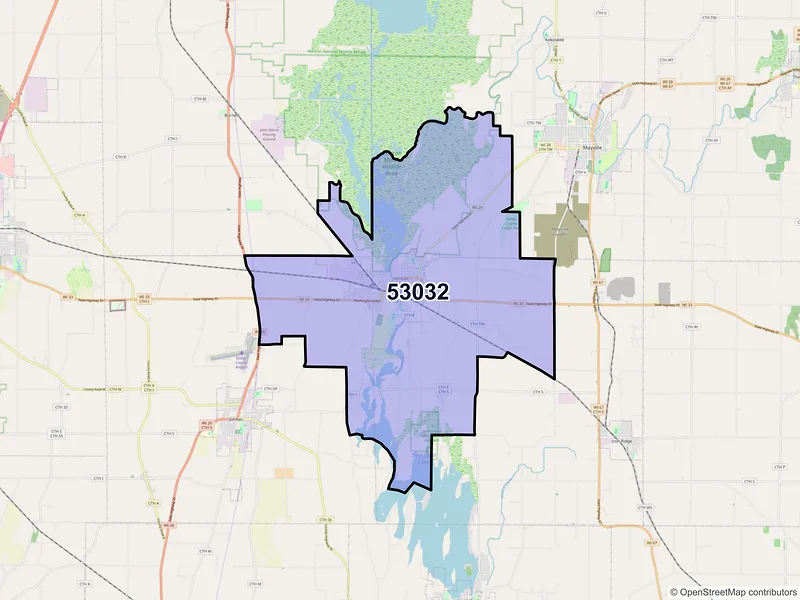 Map of ZIP Code 53032 — Horicon, WI