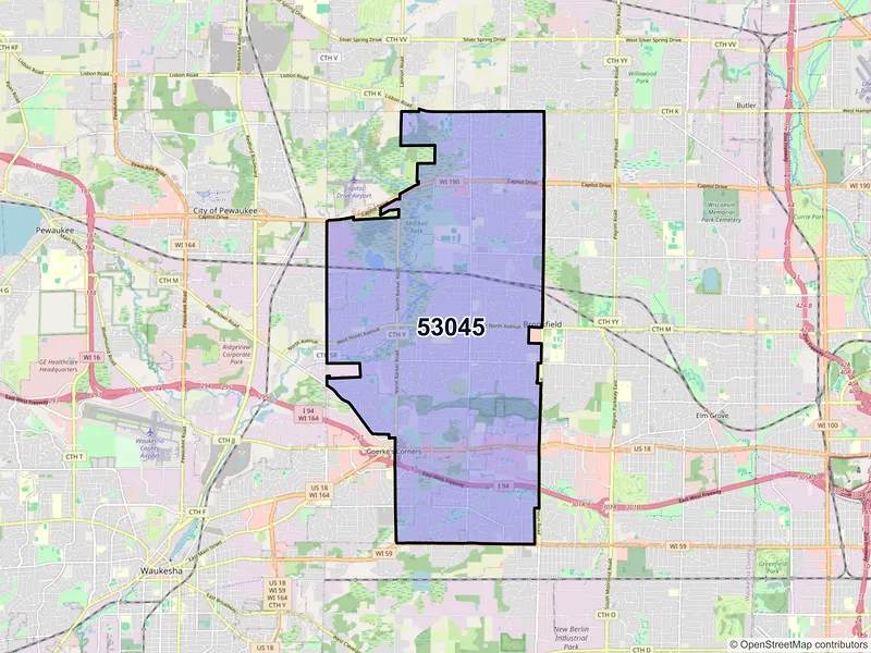Map of ZIP Code 53045 — Brookfield, WI
