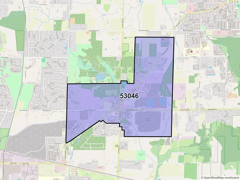 Map of ZIP Code 53046 — Lannon, WI