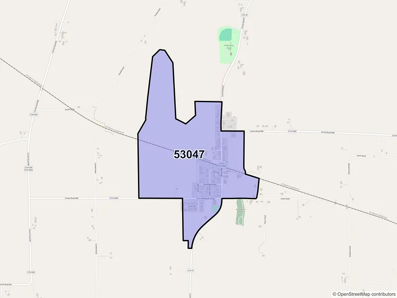Map of Lebanon, Wisconsin and ZIP codes