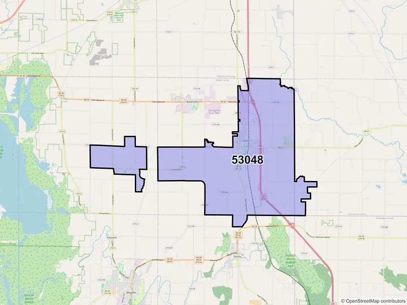 Map of ZIP Code 53048 — Lomira, WI