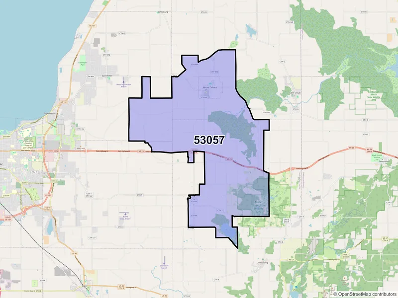 Map of Mount Calvary, Wisconsin and ZIP codes