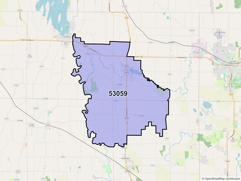 Map of Neosho, Wisconsin and ZIP codes