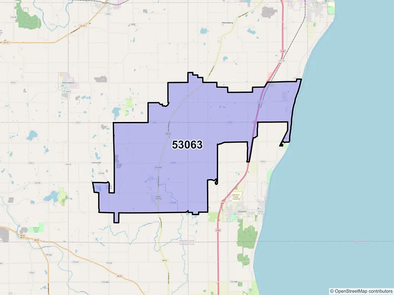 Map of ZIP Code 53063 — Newton, WI