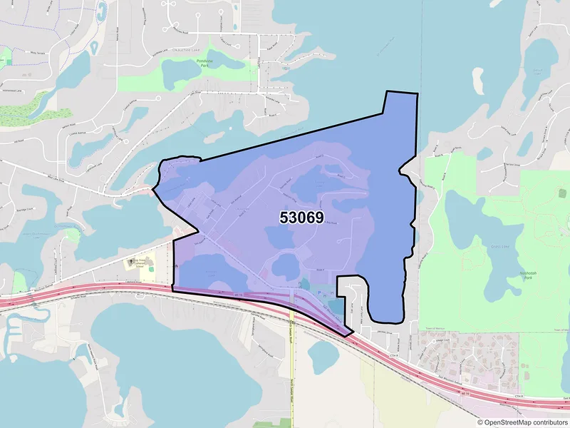 Map of ZIP Code 53069 — Okauchee, WI