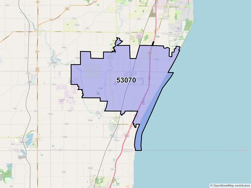 Map of ZIP Code 53070 — Oostburg, WI