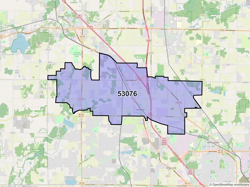 Map of ZIP Code 53076 — Richfield, WI