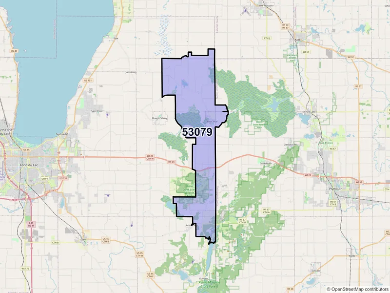 Map of ZIP Code 53079 — Saint Cloud, WI