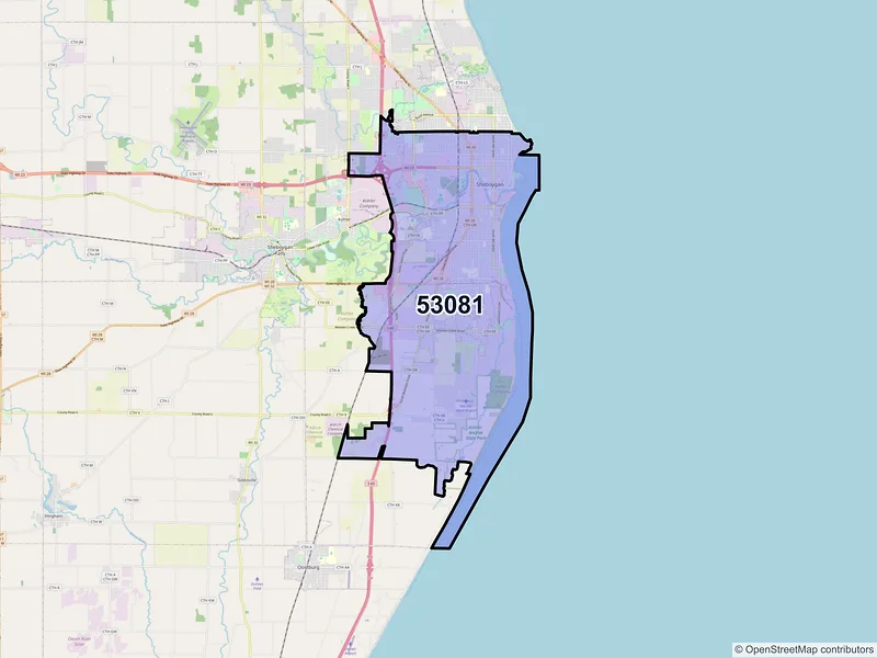 Map of ZIP Code 53081 — Sheboygan, WI