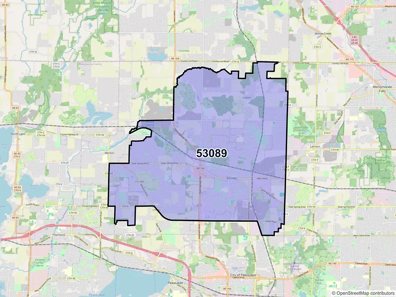 Map of ZIP Code 53089 — Sussex, WI