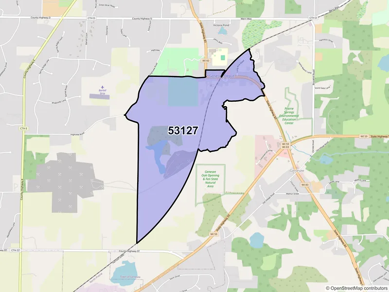 Map of Genesee Depot, Wisconsin and ZIP codes