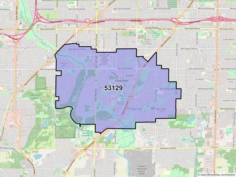 Map of ZIP Code 53129 — Greendale, WI