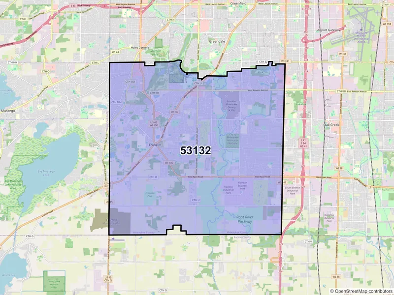 Map of ZIP Code 53132 — Franklin, WI