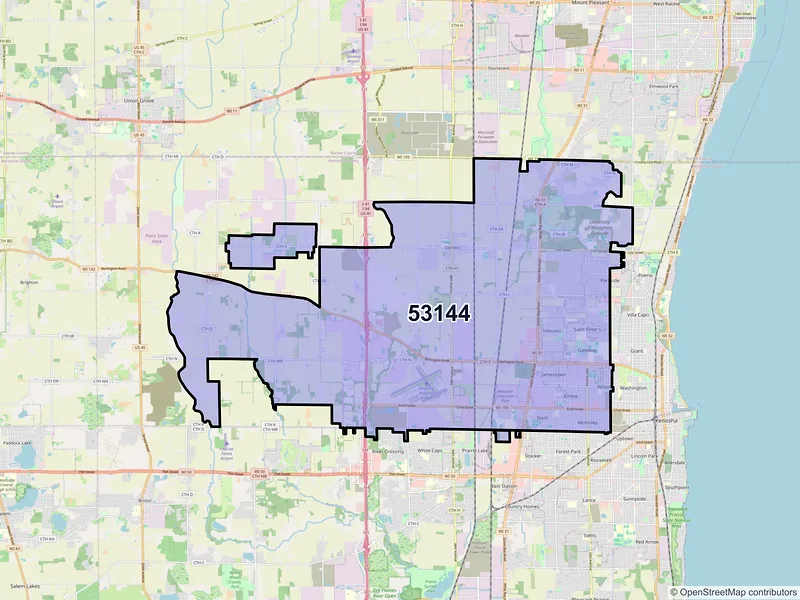Map of ZIP Code 53144 — Kenosha, WI