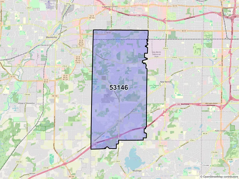 Map of ZIP Code 53146 — New Berlin, WI