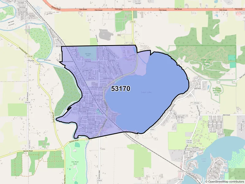 Map of Silver Lake, Wisconsin and ZIP codes