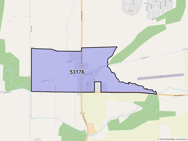 Map of Springfield, Wisconsin and ZIP codes