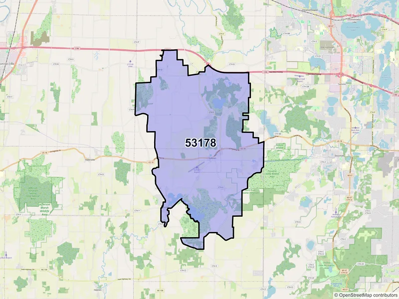 Map of ZIP Code 53178 — Sullivan, WI