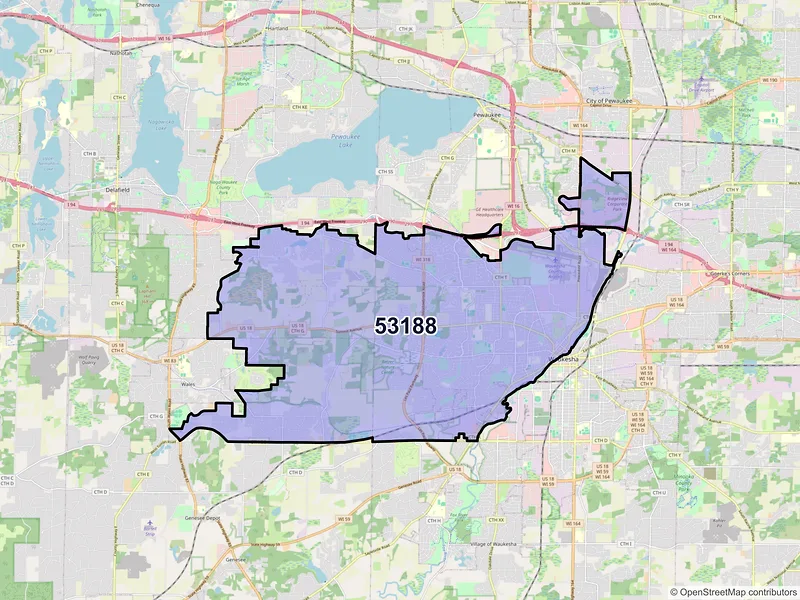 Map of ZIP Code 53188 — Waukesha, WI