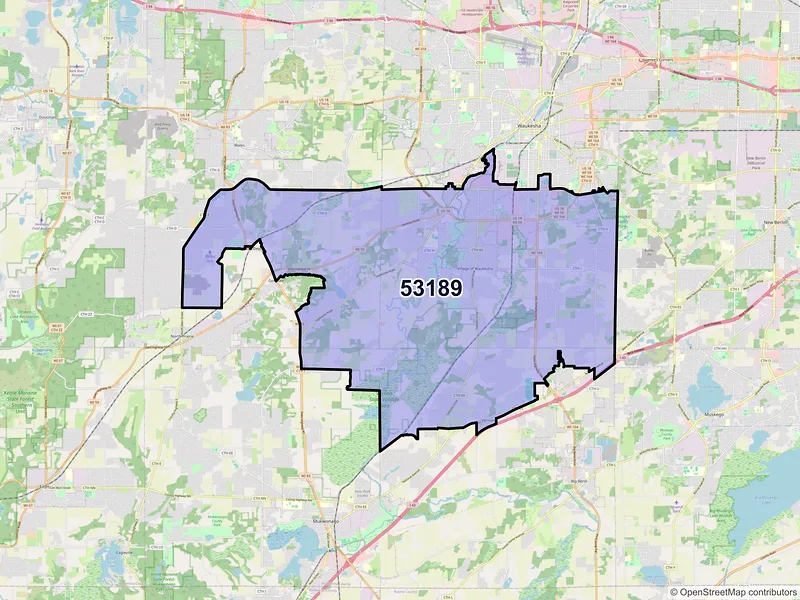 Map of ZIP Code 53189 — Waukesha, WI