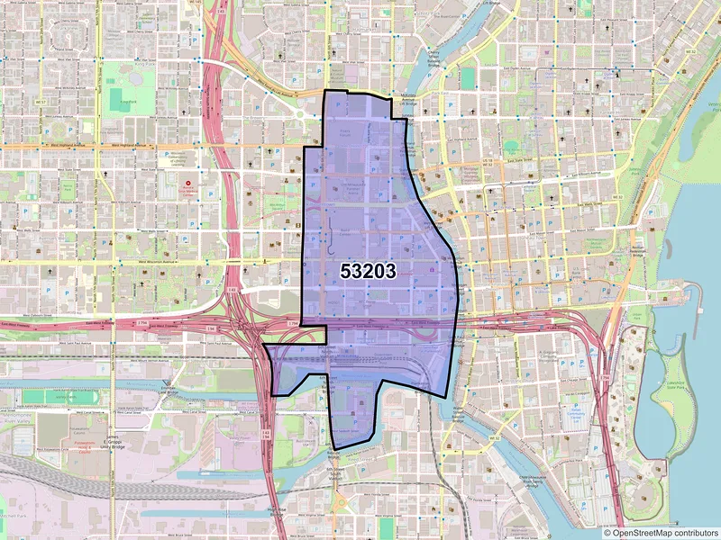 Map of ZIP Code 53203 — Milwaukee, WI