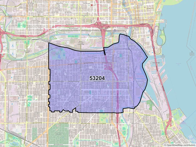 Map of ZIP Code 53204 — Milwaukee, WI
