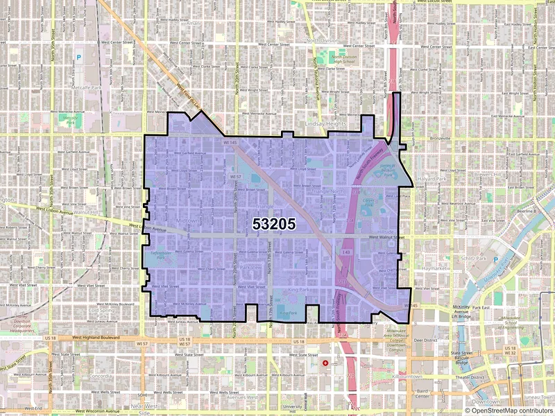 Map of ZIP Code 53205 — Milwaukee, WI