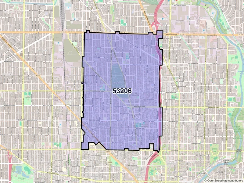 Map of ZIP Code 53206 — Milwaukee, WI