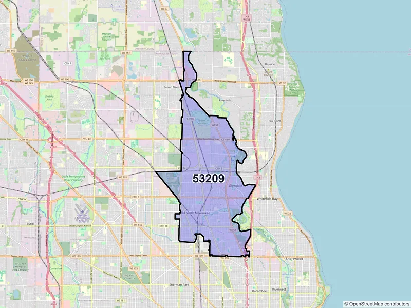 Map of ZIP Code 53209 — Milwaukee, WI