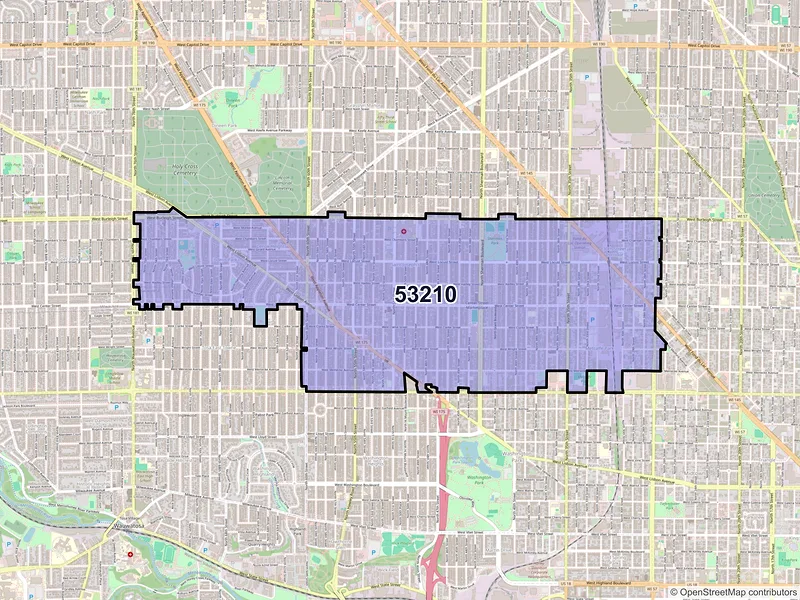 Map of ZIP Code 53210 — Milwaukee, WI