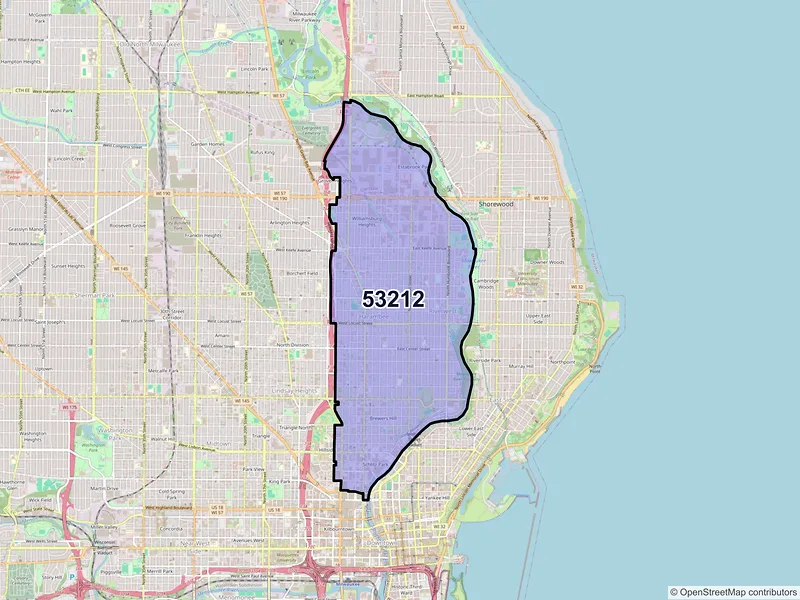 Map of ZIP Code 53212 — Milwaukee, WI