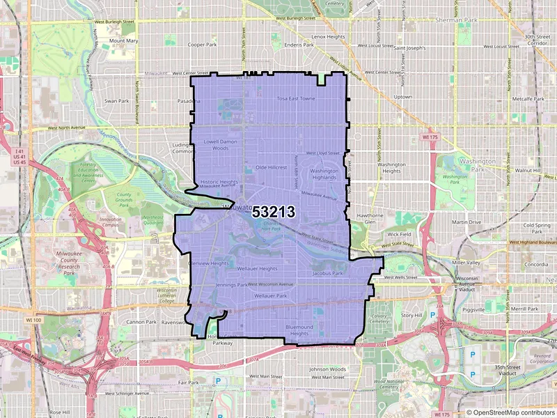 Map of ZIP Code 53213 — Milwaukee, WI