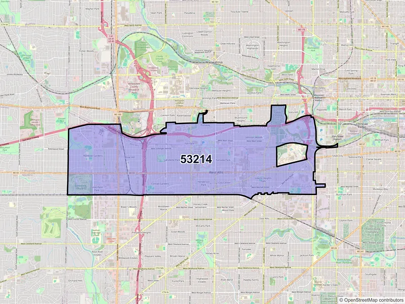 Map of ZIP Code 53214 — Milwaukee, WI
