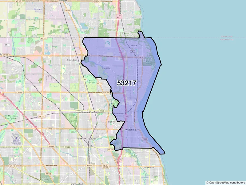Map of ZIP Code 53217 — Milwaukee, WI